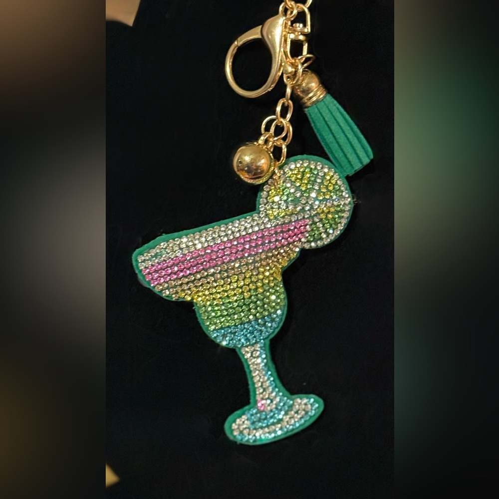 Colorful Cocktail Rhinestone Bag Charm Keyring